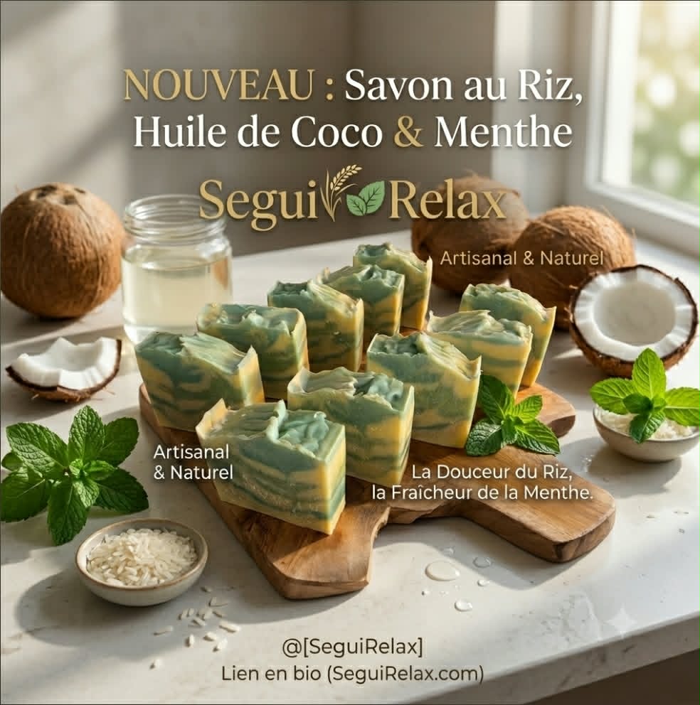 Savon au Riz , huile de Coco & Menthe